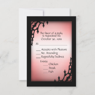 Misty Red Gothic RSVP with Menu Choice