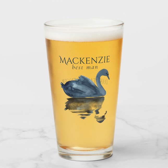 Misty Reflection | Blue Swan Best Man Keepsake Glass (Front Filled)