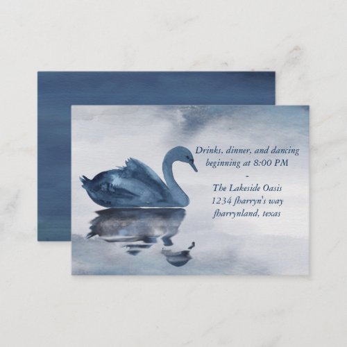 Misty Reflections  Blue Swan Wedding Reception Enclosure Card