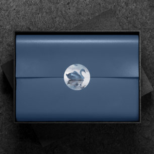 Misty Reflections Dusty Blue Swan Lake Wedding Classic Round Sticker