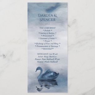 Misty Reflections Dusty Blue Swan Lake Wedding Program