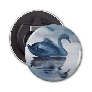 Misty Reflections Dusty Blue Swan Wedding Favor Bottle Opener