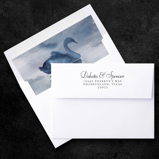 Misty Reflections | Moody Dusty Blue Swan on Lake Envelope Liner (Creator Uploaded)