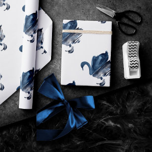 Misty Reflections   Moody Dusty Blue Swan on Lake Wrapping Paper