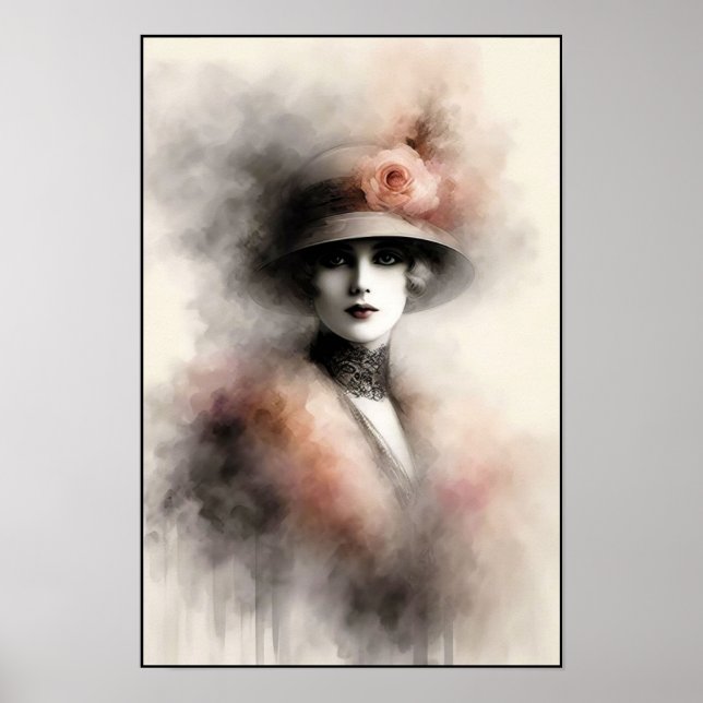 Misty Retro Portrait of Elegance Poster (Front)