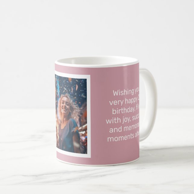 Misty Rose Happy Birthday Coffee Mug (Front Right)