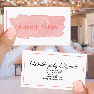 Misty Rose Monogram Brushstroke Stylish Business Card