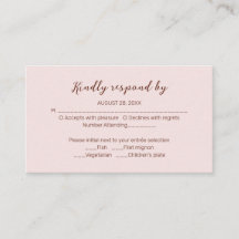 Misty Rose Monogram Wedding RSVP Enclosure Card