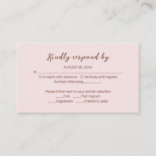 Misty Rose Monogram Wedding RSVP Enclosure Card