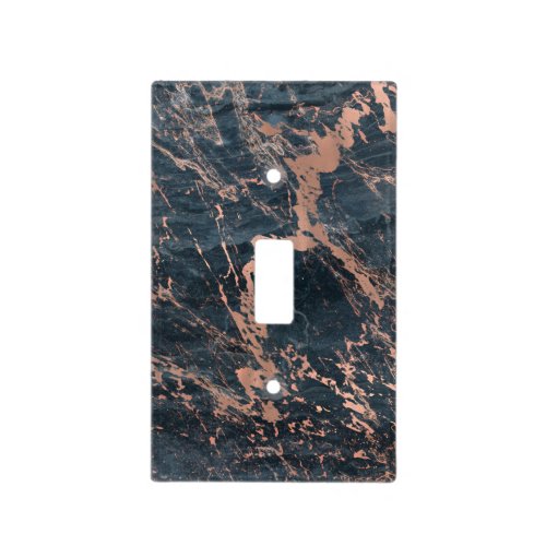 Misty Rustic Blue  Rose Gold Pink Glam Marble Light Switch Cover