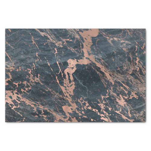 Misty Rustic Blue  Rose Gold Pink Glam Marble Tissue Paper