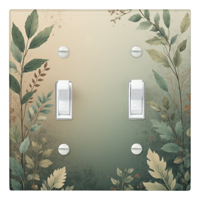 Misty Sage Green Botanical Forest Abstract Light Switch Cover (In Situ)