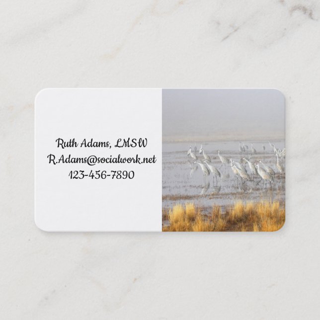 Misty Sandhill Cranes Business Card (Front)