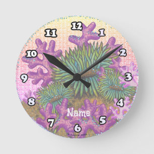 Misty Sea Coral Seashell clock