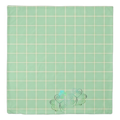 Misty Shamrock Squares Duvet Cover