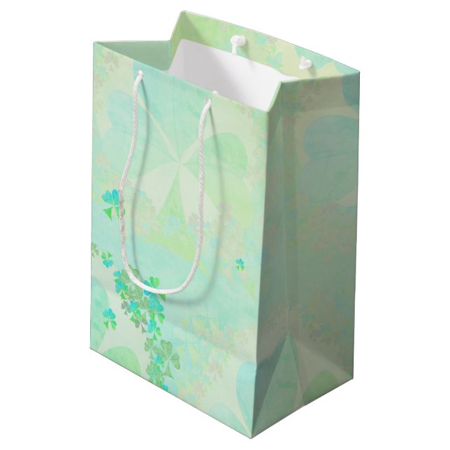 Misty Shamrocks Medium Gift Bag (Back Angled)