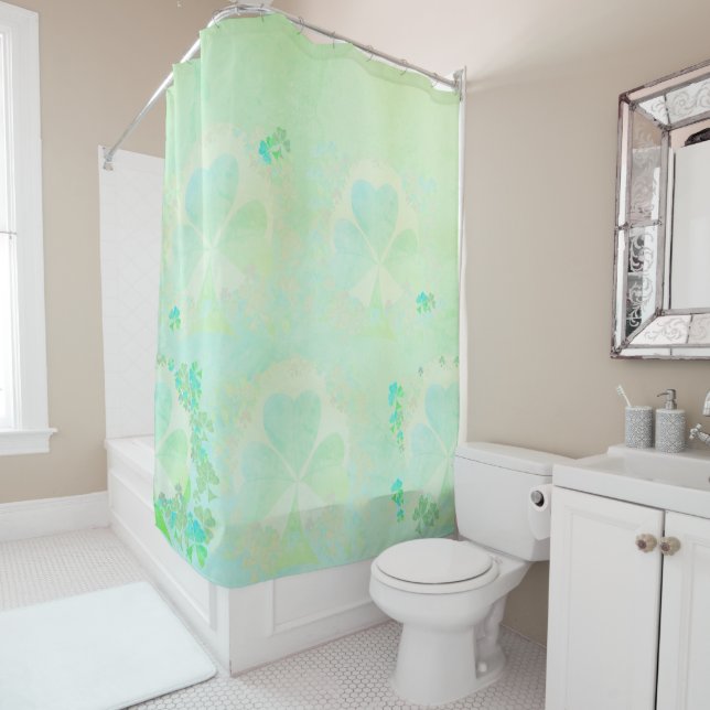 Misty Shamrocks Shower Curtain (In Situ)