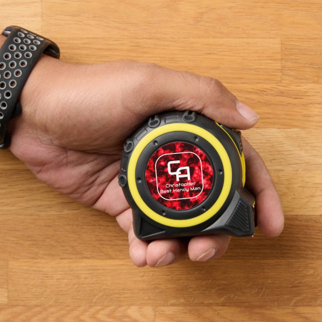 Misty Smoke Monogram Red Tape Measure (Home)