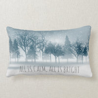 Misty Snowy Trees - Christmas Holiday Pillow