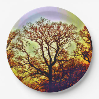 MISTY SUN TREES PAPER PLATES
