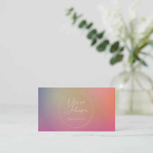 Misty Sunset Pink Gold Gradient Business Card