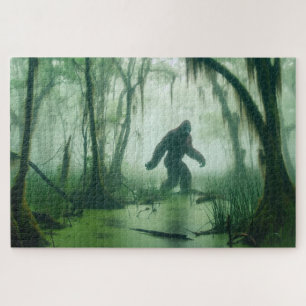 Misty Swamp Stalker, Bigfoot, Cryptid Jigsaw Puzzle
