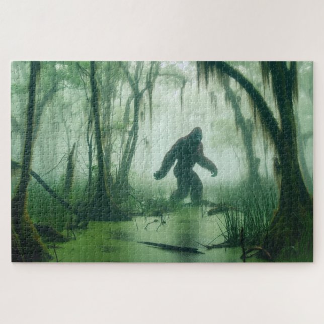 Misty Swamp Stalker, Bigfoot, Cryptid Jigsaw Puzzle (Horizontal)