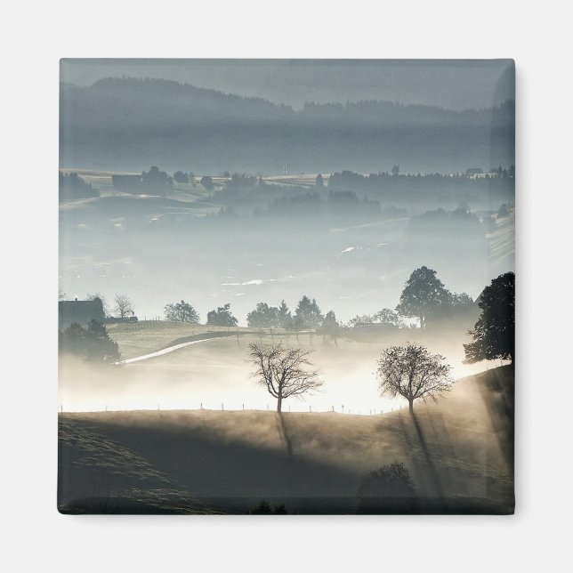Misty Switzerland Countryside Landscape Magnet (Front)