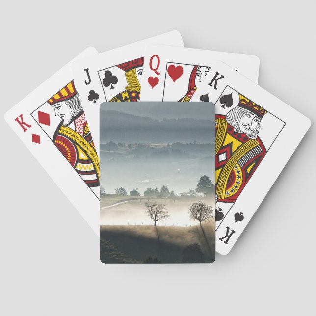 Misty Switzerland Countryside Landscape Poker Cards (Back)