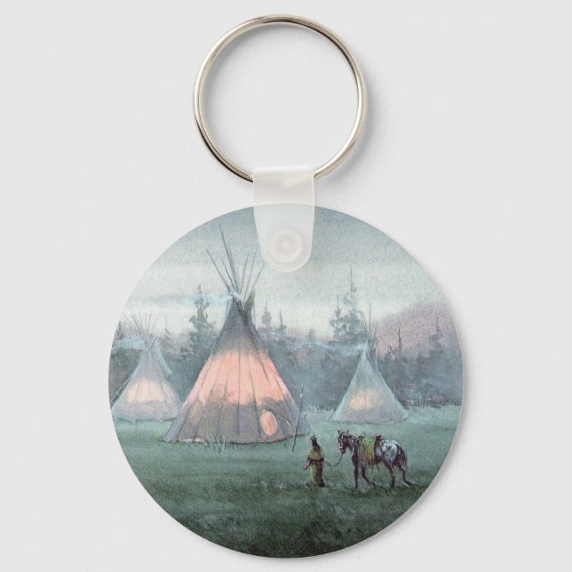 MISTY TIPI CAMP by SHARON SHARPE Keychain (Front)