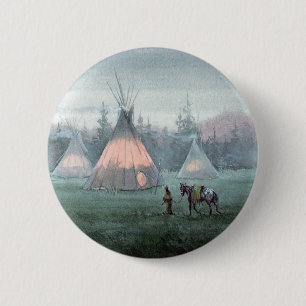 MISTY TIPI CAMP by SHARON SHARPE Pinback Button