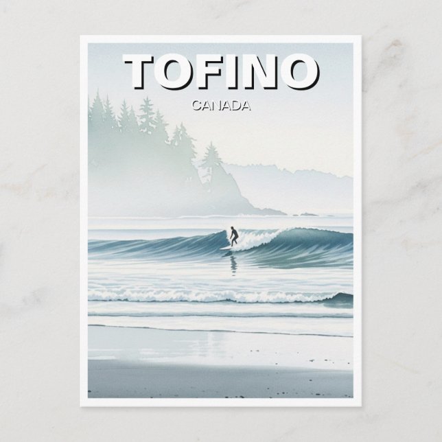 Misty Tofino Canada Surfer Travel Postcard (Front)