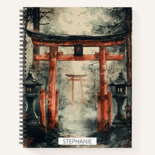 Misty Torii Path Watercolor Notebook