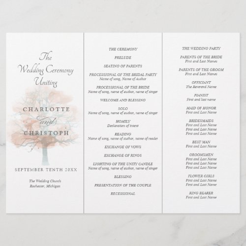 Misty tree Tri_Fold wedding program