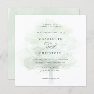 Misty tree wedding invitation
