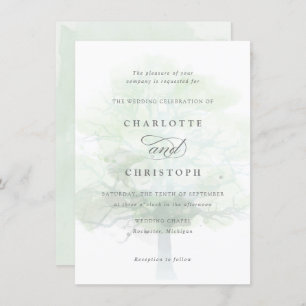 Misty tree wedding invitation