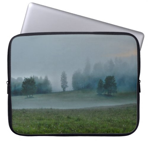 Misty Trees and Meadows 2 Nature Photography Laptop Sleeve