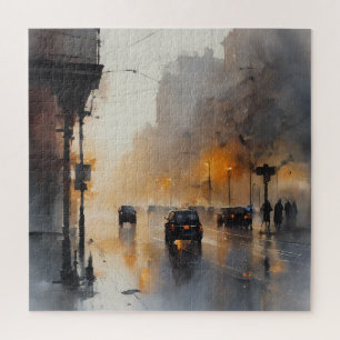 Misty Urban Evening Jigsaw Puzzle