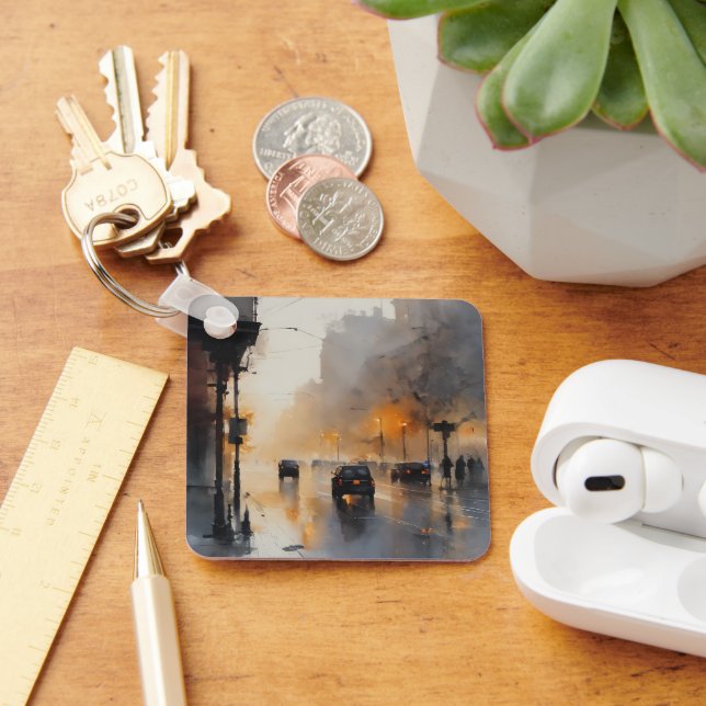 Misty Urban Evening  Keychain (Desk)