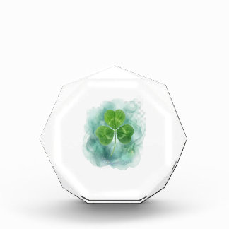 Misty Watercolor Clover Floating Acrylic Block