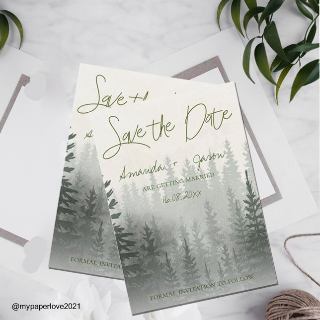 Misty Watercolor Forest Wedding Save The Date (Creator Uploaded)
