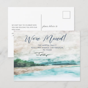 Misty Watercolor Landscape We Have Moved Postcard