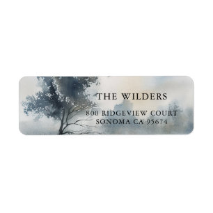 Misty Watercolor Trees Return Address Label