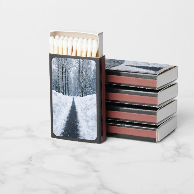Misty Winter Forest Path Winter Landscape Matchboxes (Stacked)
