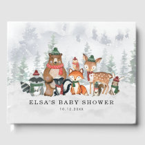 Misty Winter Forest Woodland Animals Baby Shower Guest Book