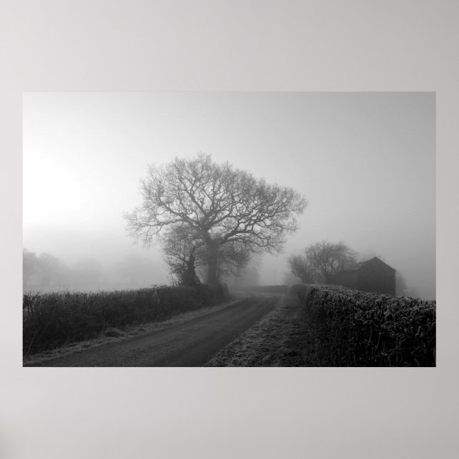 Misty Winter Morning: Cheshire, England Poster (Front)