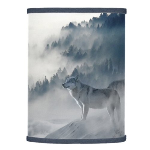 Misty Winter Wolves Lamp Shade