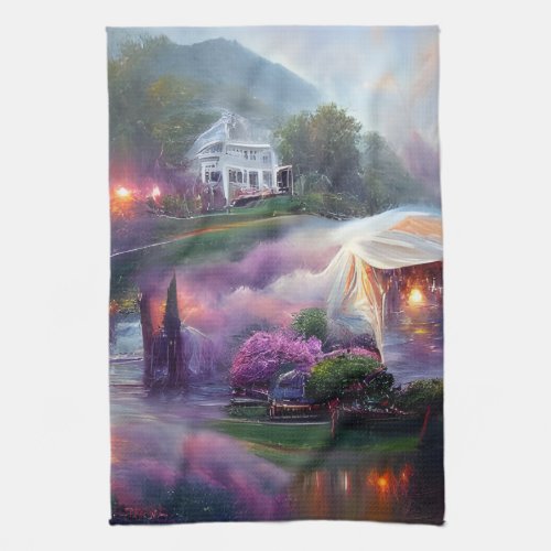 Misty Wisteria House on the Hill   Kitchen Towel