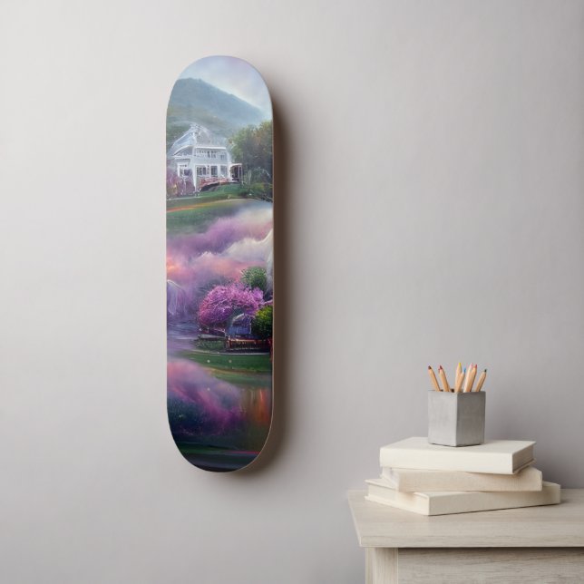 Misty Wisteria House on the Hill   Skateboard (Wall Art)