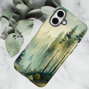 Misty Woodland Evergreen Forest iPhone 16 Plus Case